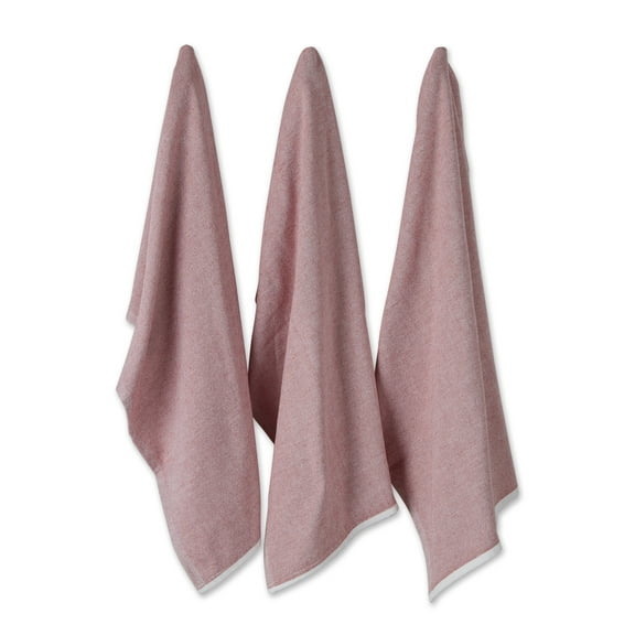 BARN RED FRENCH TERRY CHAMBRAY SOLID DISHTOWEL 3 PIECE