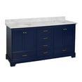 thumbnail image 2 of Harper 72" Double Bathroom Vanity with Royal Blue Cabinet and Carrara Marble Top, 2 of 6