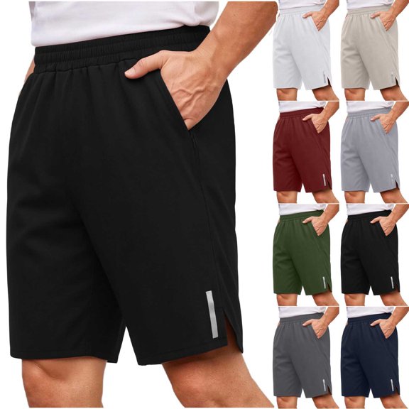 Purcolt Mens Athletic Running Shorts Lightweight Quick Dry Elastic Waist Gym Workout Shorts with Zipper Pockets