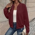 thumbnail image 7 of Hueook Fall 2026 Waffle Jacket Women Fashion Long Sleeve Zipper Wine S, 7 of 7