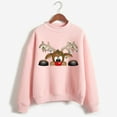 thumbnail image 4 of Fiaer Christmas Sweatshirts for Women Cute Graphic Loose Fit Xmas Pullover Crew Neck Long Sleeve Casual Trendy Tops Pink XXL, 4 of 4