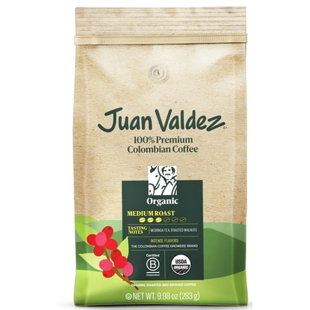 Juan Valdez Organic Ground Coffee | Balanced Roast | 10 oz | Premium Colombian Coffee