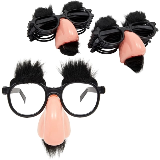 Juego de 3 gafas de disfraz divertidas, nariz con bigote, recuerdos de fiesta de cumpleaños JAMW Sencillez
