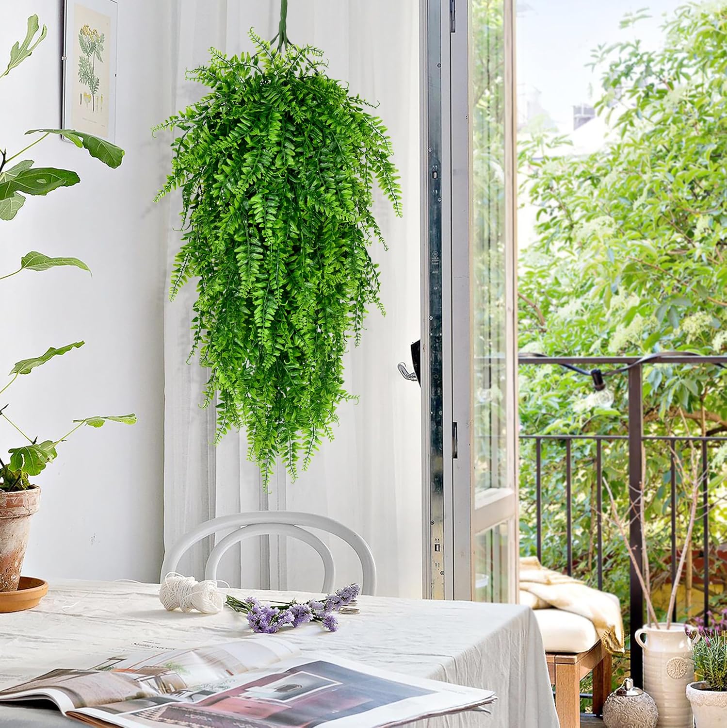 Waipfaru Artificial Hanging Plants Fern Vines, 4-Pack photo 3