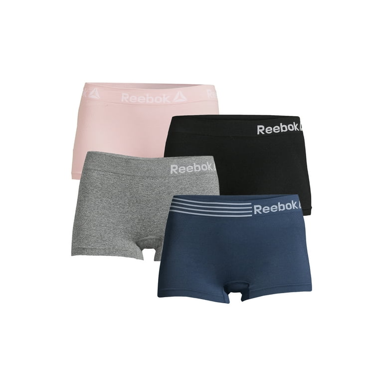 Reebok Women's Underwear Seamless Boyshort Panties, 4-Pack