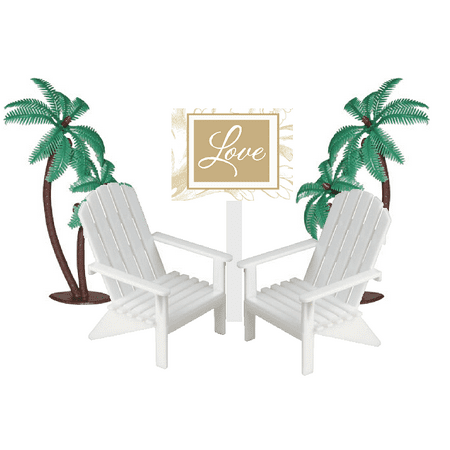 Love Sign with Mini Beach Adirondack Plastic Chairs Cake Decoration Toppers with Palm (Best Delivery Miami Beach)