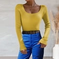 thumbnail image 3 of Vedolay Cute Tops for Women Casual Sweaters Long Sleeve Crew Neck Ribbed Knit Pullover Tops,Yellow L, 3 of 4
