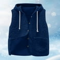 thumbnail image 6 of BXJX Women V Neck Fleece Vest- Button Down Casual Sleeveless Open Front Winter Warm Cozy Outerwear with Pockets Navy Size L, 6 of 6