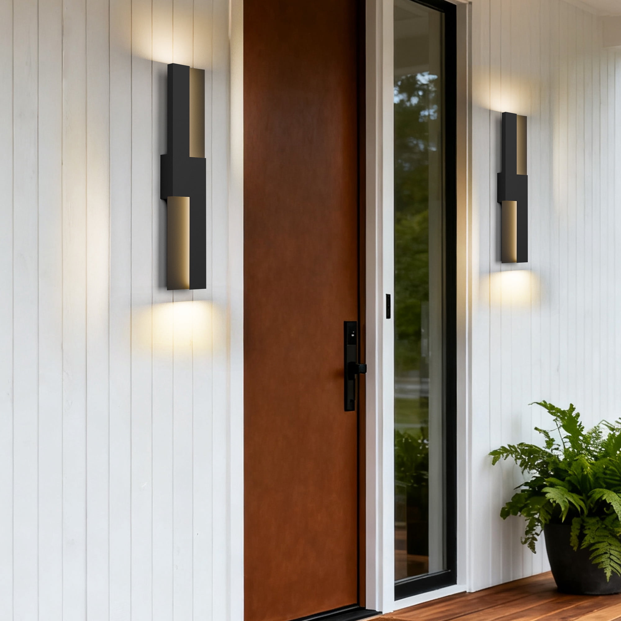 23.6" Modern Black Integrated LED Wall Sconce, Waterproof Indoor Outdoor Wall Light Fixture for Home Patio Porch Garage Entryway Hallway Bedroom Decor