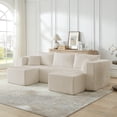 thumbnail image 2 of Modular Sofa, 3-Seat Sectional for Small Spaces, No Assembly Corduroy Couch, Reversible Chaise, Minimalist Living Room Furniture, Beige, 2 of 11