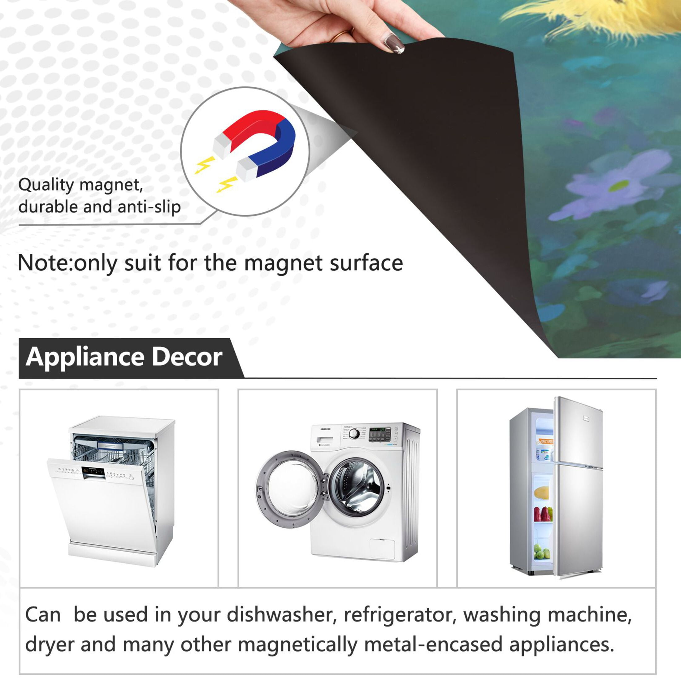 Dishwasher Magnetic Refrigerator Magnet Cover Sticker Home Decorative 23"x26" Yellow Duck and Butterfly