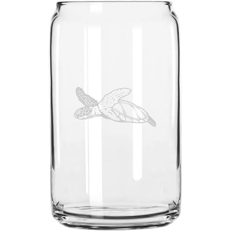 

Sea Turtle Body Zoo Animal Themed Etched 16oz Libbey Can Glass