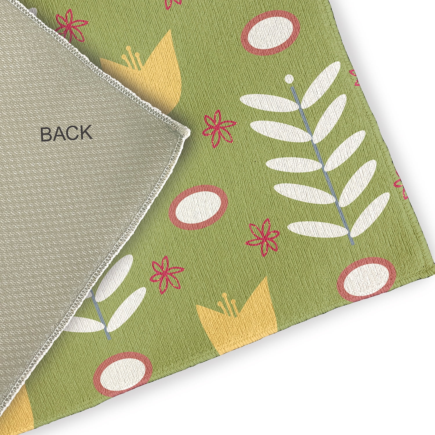 4' x 6' Simply Daisy Spring Garden Scandinavian Chenille Area Rug, Apple Green