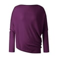thumbnail image 2 of Clothing 2025 Delayuji Womens Pullover Sweaters Light Weight Sweaters for Casual Tops Winter Knit Drop Shoulder Sweater Fall Jumper Tunics Pullover Sweaters for Women Purple One Size, 2 of 7
