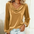 thumbnail image 2 of Sexlip Womens Cowl Neck Blouse Long Sleeve Velvet Fabric Flowy Silhouette for Evening Occasions Yellow XXL, 2 of 8