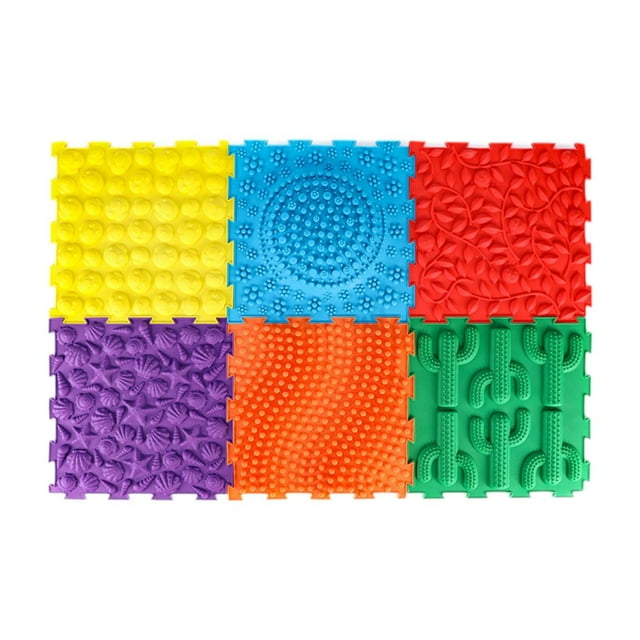 Siruishop Tapis de Jeu Sensoriel de Massage 6 Pcs, Tapis Éducatifs Emboîtables, Tuiles de Casse-Tête avec Rouge