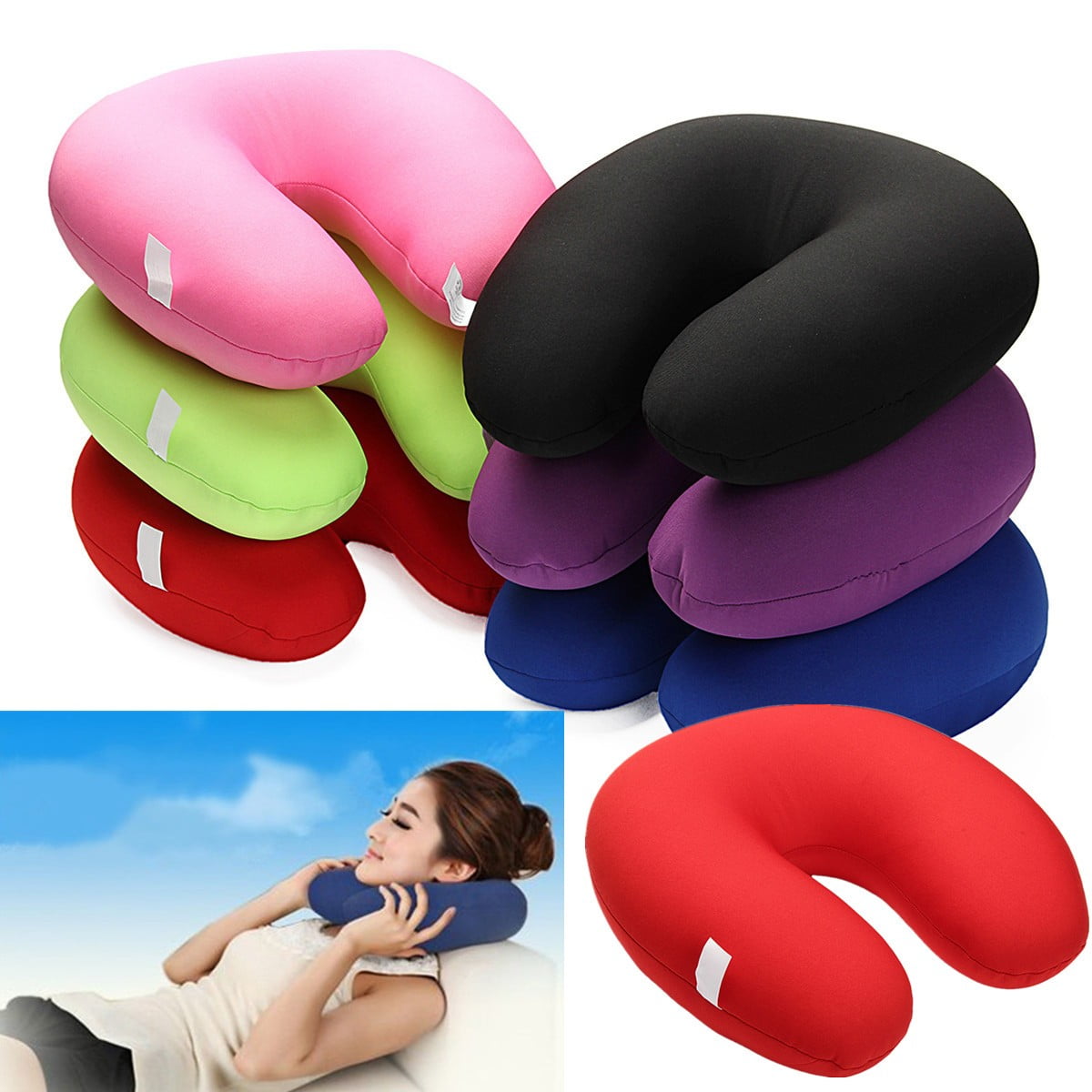 New Microbead Travel Neck Cushion Support Pillow Stress Bead Snug Sleep Massager 