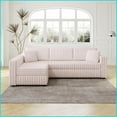 thumbnail image 3 of 106.3" Modern Light Pink L-Shaped 4-Person Sofa - Plush Imitation Rabbit Fabric, Detachable Washable for Living Room/Bedroom, 3 of 11