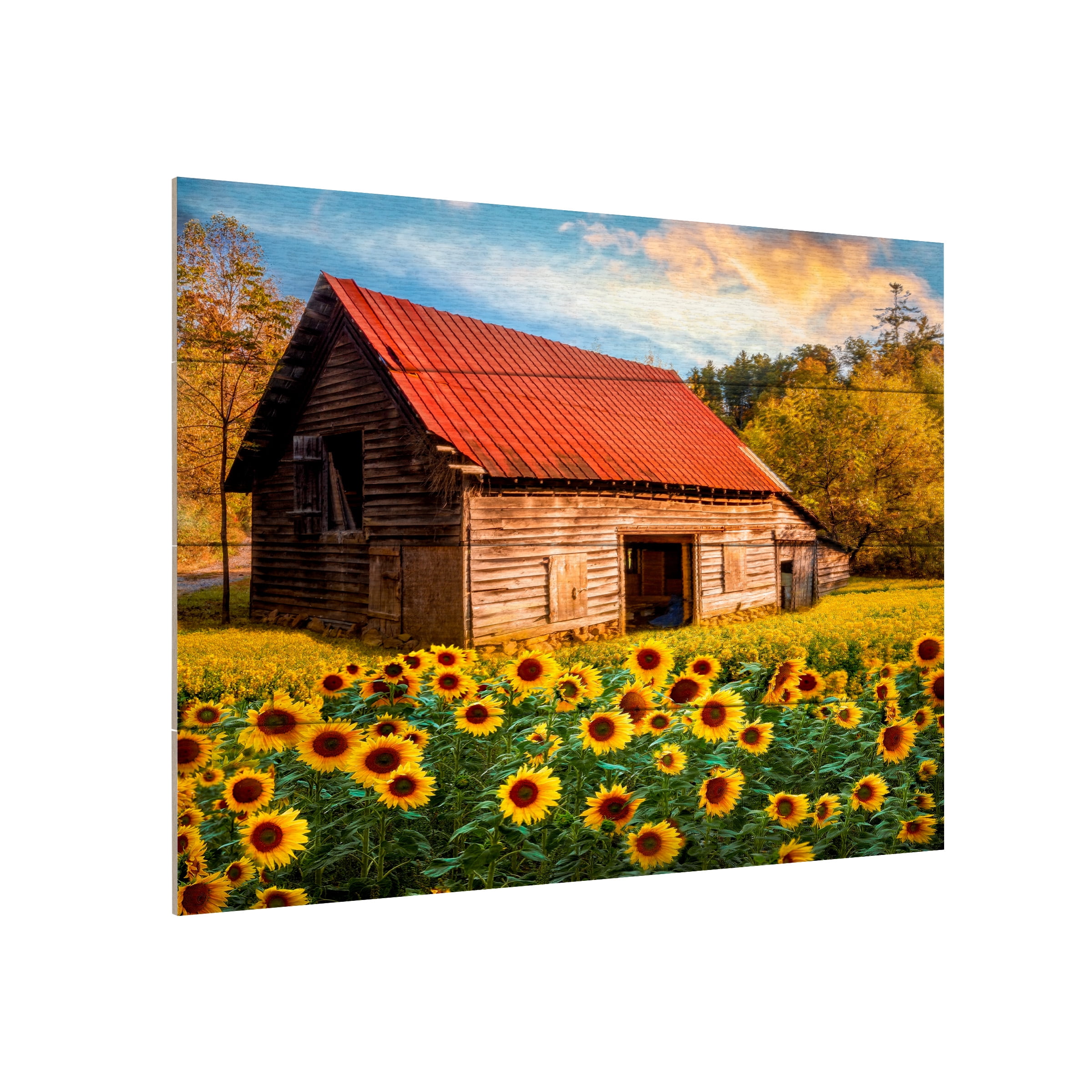 Celebrate Life Gallery 'Red Roof On A Country Lane' Wood Slat Art 12x16
