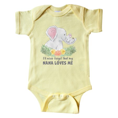 

Inktastic I ll Never Forget That My Nana Loves Me with Cute Elephants Gift Baby Boy or Baby Girl Bodysuit
