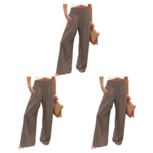 Pantalones Qarigey Mujer verano primavera color sólido largo suelto Casual pierna ancha