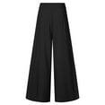 thumbnail image 2 of QLEICOM Womens Slacks Women's Wrinkle Free Relaxed Fit Straight Leg Pants Solid Elegant High Waist Wide Leg Pants Trousers Flare Trousers Zipper Pants Wide Leg Pants Relaxed Fit Trousers Black XXL, 2 of 5