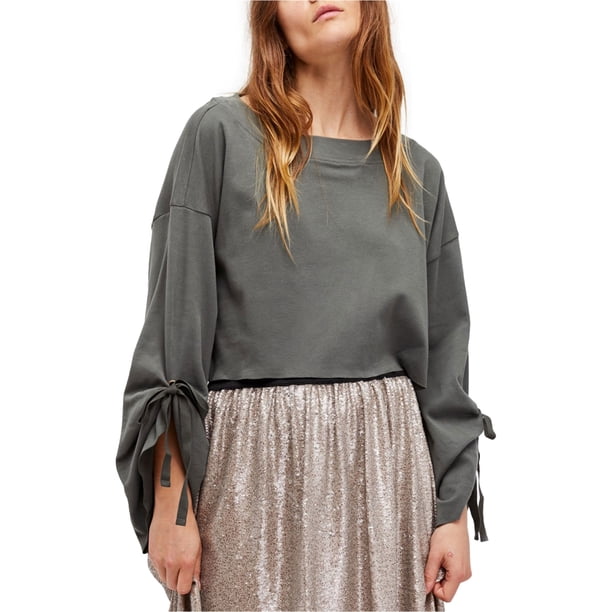 Free People Holala Statement - Sudadera corta para mujer, color verde, pequeño Free People Camisa de entrenamiento