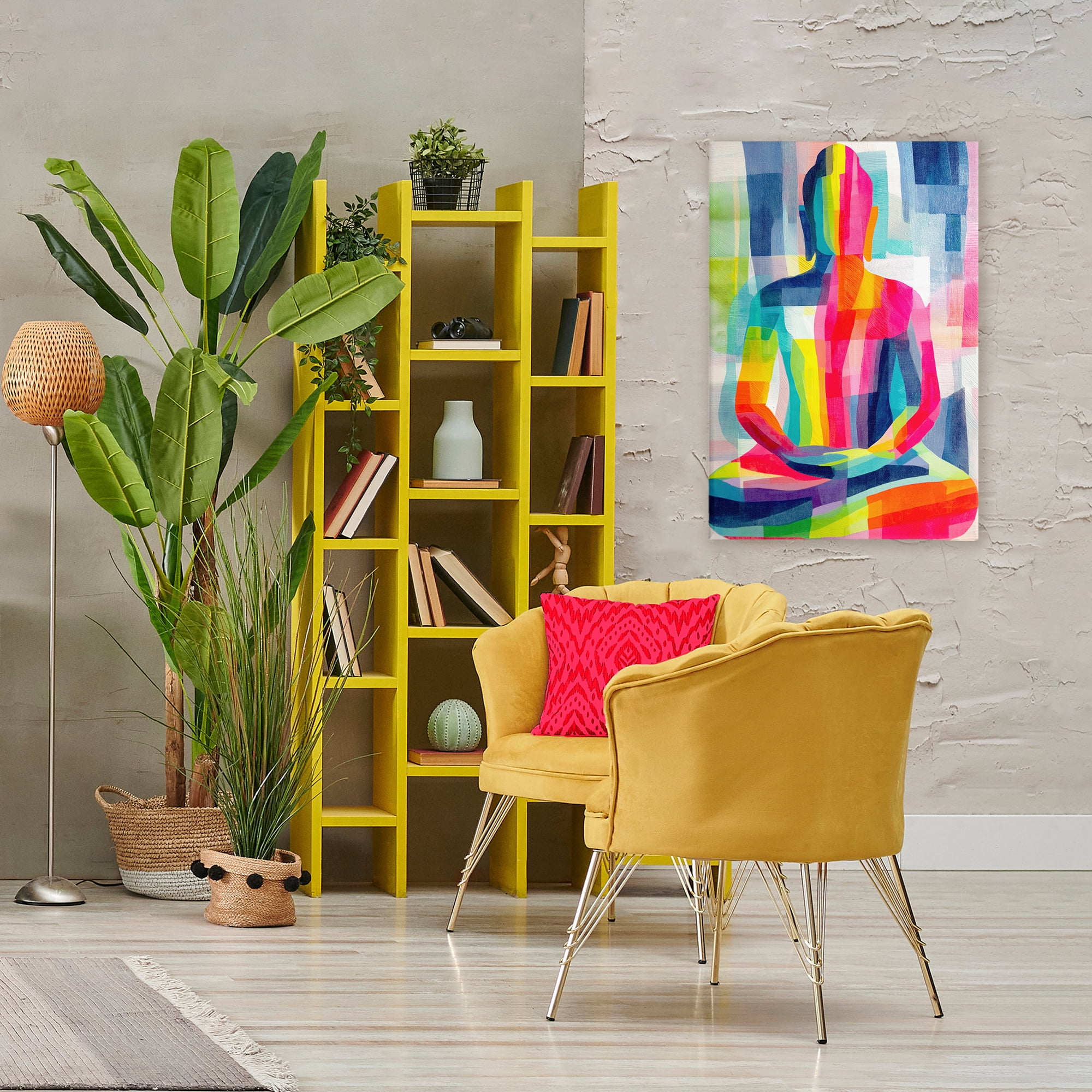 Geometric Buddha In Spectrum Canvas Art, 24 x 36, By Chromatic Storm Studio