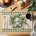 thumbnail image 2 of St. Patrick's Placemats Set of 2, Day Retro Wreath with Bowknot Green Plaid Non-Slip Place Mats Washable Table Mats for Kitchen Dining Table Decorations Indoor/Outdoor, 2 of 9