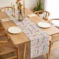 thumbnail image 4 of Spring Flowers Cotton Linen Table Runner Watercolor Purple Yellow Floral Purple Dragonfly Linen Texture Dining Table Runners for Home Decor Party Dining Room Restaurant Kitchen 13" x 48", 4 of 8