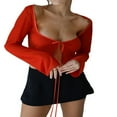 thumbnail image 1 of Women‘s Mesh Sheer Tie Up Open Front Long Sleeve Crop Top T Shirt, 1 of 8