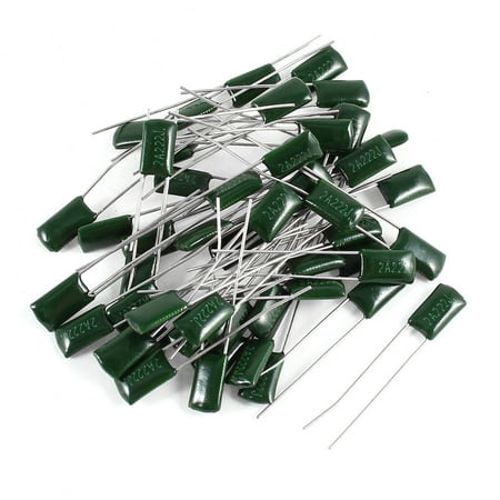 Mfd 100v Radial - Unique Bargains 50 x Radial Leads Polyester Film Capacitance Capacitors 2A222J 100V 2.2nF 5%