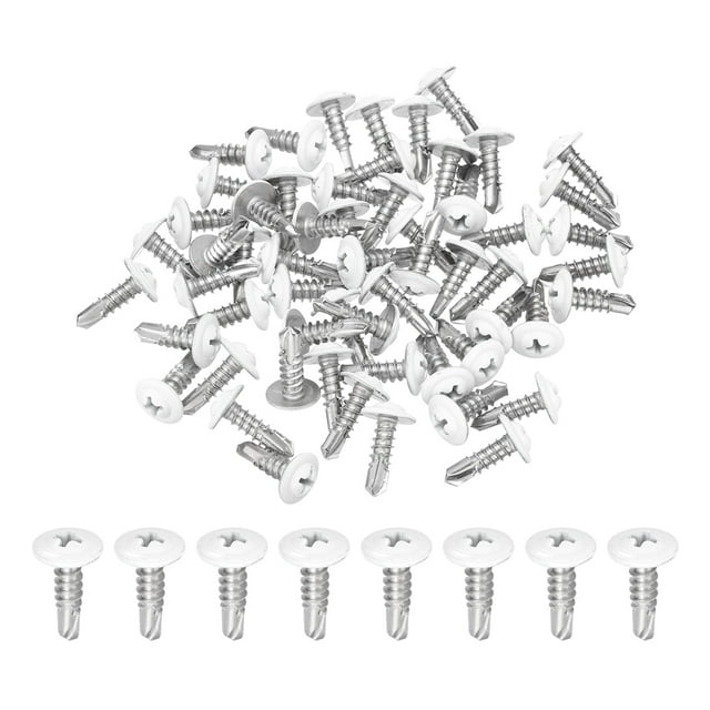 Uxcell 60 Pcs M4.8x16mm Vis Autotaraudeuses Blanches pour Métal, Argent