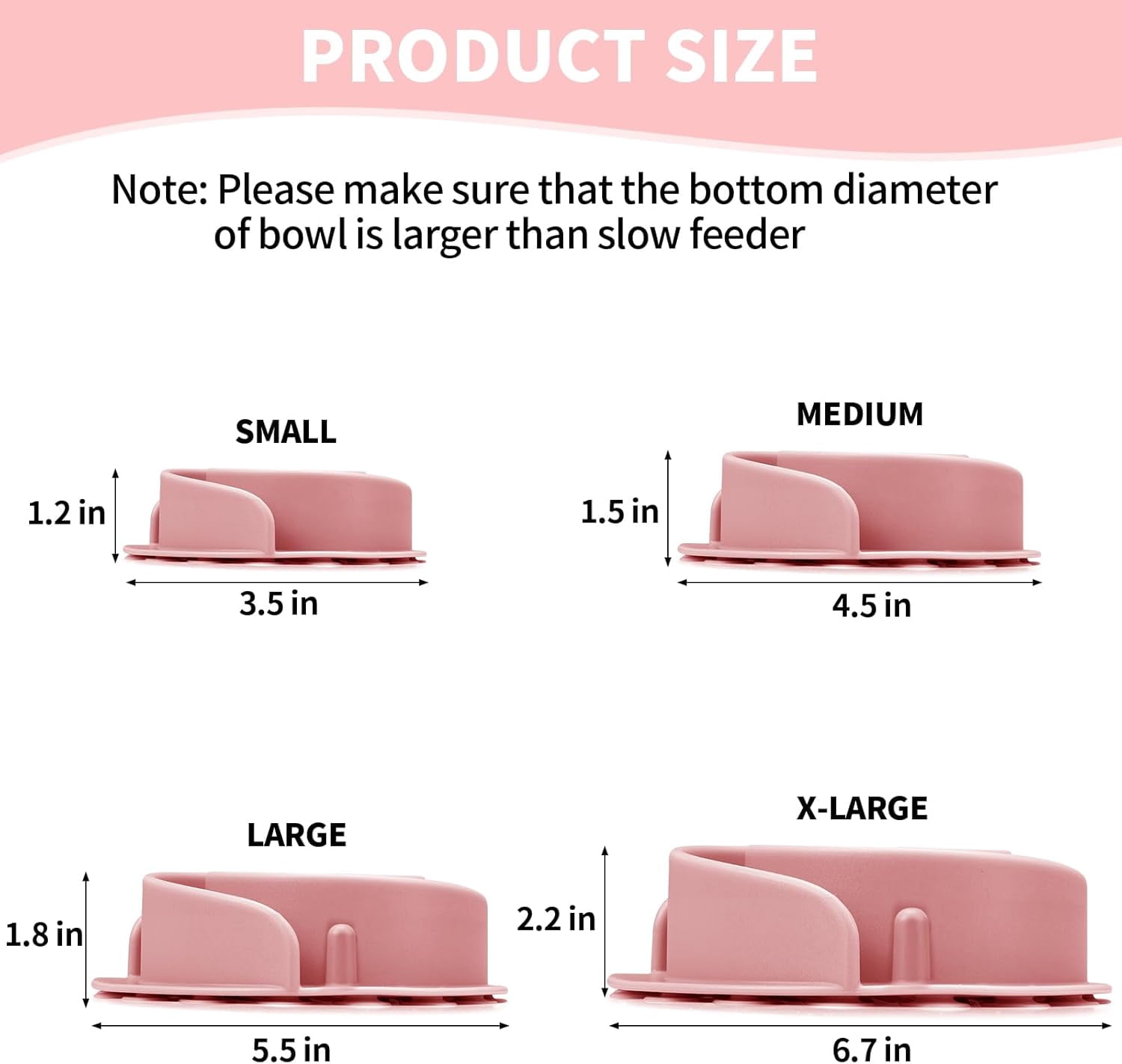 Slow Feeder Dog Bowls Insert,  Soft Silicone Slow Eating Feeder Insert with Suction Cups for Small, Medium and Large Dogs, Fit into Basic and Elevated Dog Bowls, Pink Pink,S