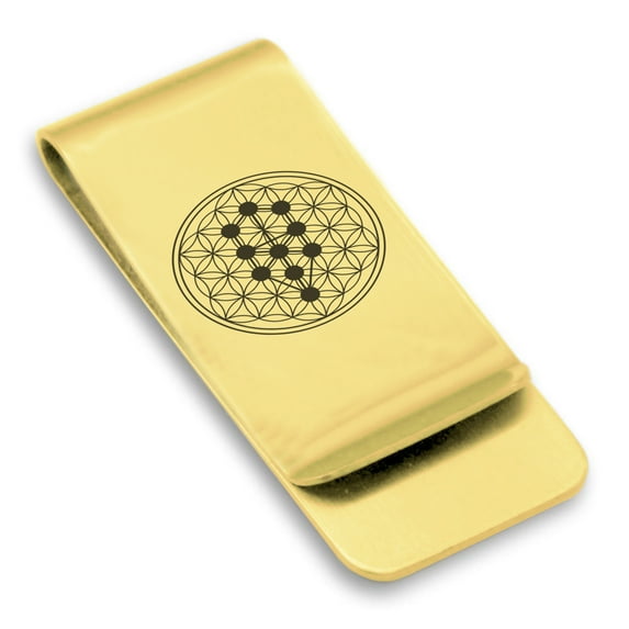 Stainless Steel Sacred Geometry Tree of Life Classic Slim Money Clip Credit Card Holder