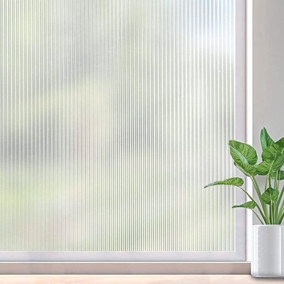 Goowood Window Privacy Film Non Adhesive Wavy Stained Glass Window Film Static Cling Heat Control UV Blocking Decorative Window Tint for Home