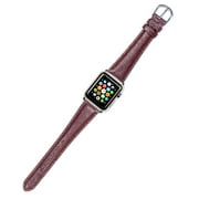 Apple Watch Strap - Genuine Lizard Watch Band - Havana - Fits 38mm Series 1 & 2 Apple Watch [Silver Adapters]