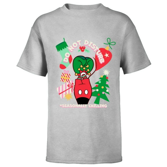 Disney Mickey Mouse Legs Christmas Chilling Do Not Disturb - Short Sleeve T-Shirt for Kids - Customized-Athletic Heather