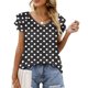 thumbnail image 2 of Camisas de Cuello de Tripulación de Manga Corta para las Mujeres Plisado Mangas de Ruffle, Cuello Redondo Casual Primavera Y Blusa de Verano, 2 of 5