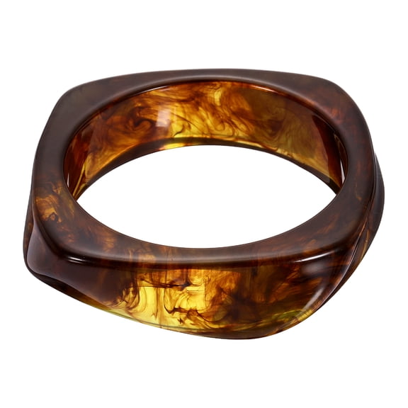 Uxcell Chunky Irregular Acrylic Resin Bangle Bracelet for Women, Cuff Wide Geometric Stackable Bangles Tortoiseshell Acetate Wristband Bracelet Statement Jewelry, Amber