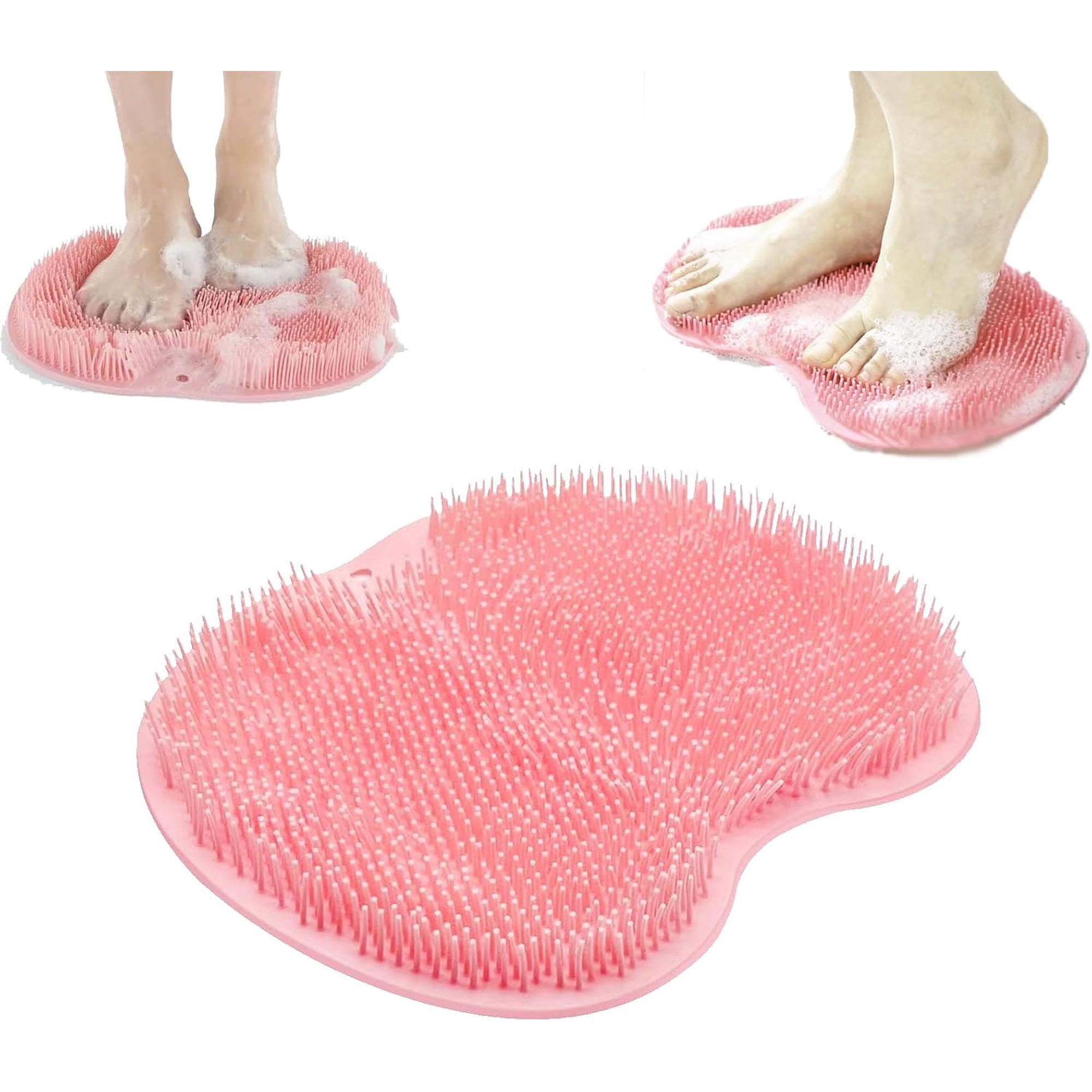 Upgraded Silicone Massage Bath Mat,Extra Large 9" x 11.8" Non-Slip Shower Mat with Strong Suction Cups,Fast-Dry Diamond Texture for Exfoliating Feet,Back & Body, Easy to Clean & Wall Mountable