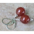 thumbnail image 2 of K-KED 10mm Natural Red Jade Round Gems Beads Dangle Silver Leverback Earrings, 2 of 5