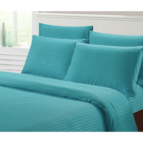 Fresh Linen Collection 1800 Super Soft & Wrinkle Free Luxurious Stripe 6-Piece Sheet Set (King, Aqua)