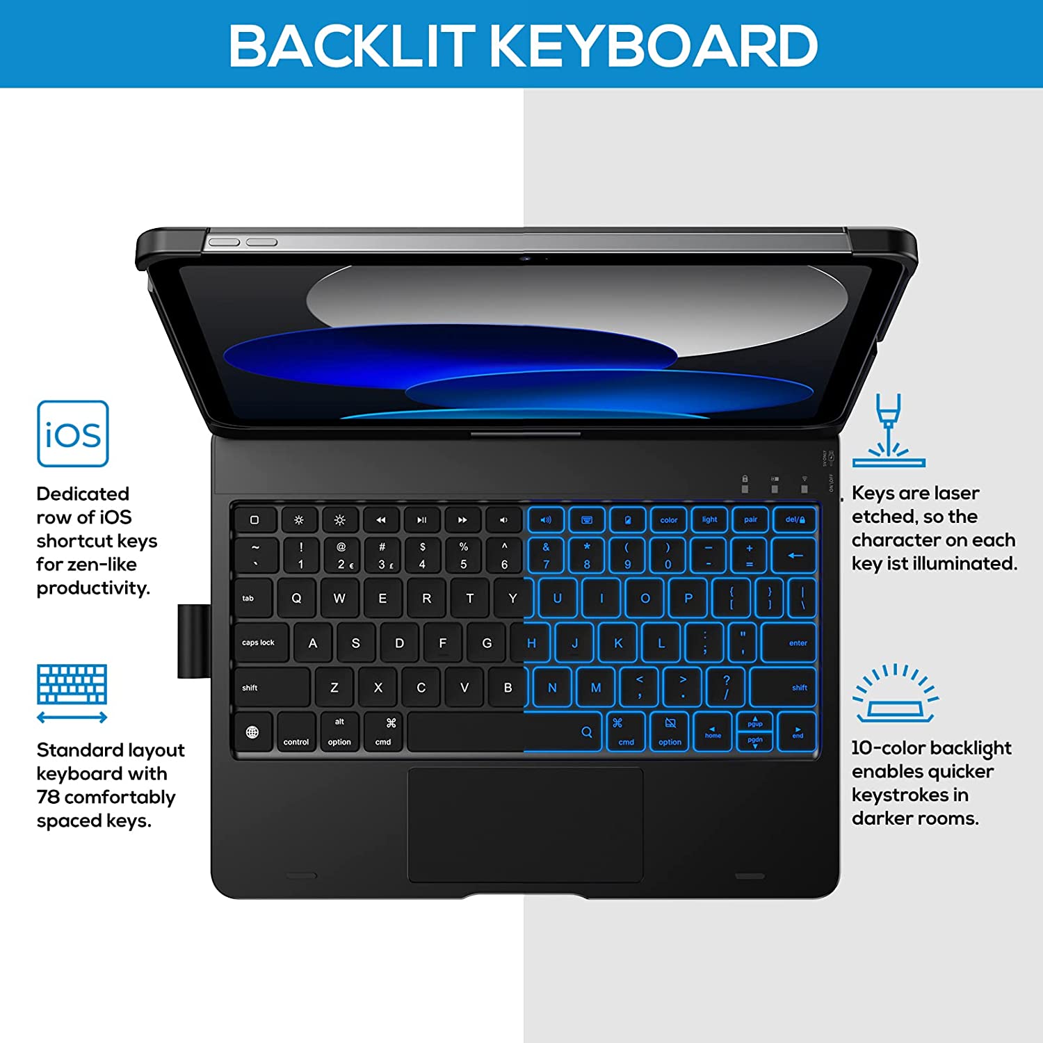 Typecase Touch Keyboard Case iPad 11th/10th Gen, Black photo 5