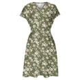 thumbnail image 5 of Women Dresses Party Elegant Summer V Neck Floral Printed Casual Short Sleeve Waisted Mini Dress Wedding Guest Cocktail Clubbing Dresses Evening Gowns, 5 of 6
