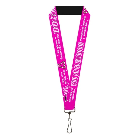 Mean Girls Lanyard, Mean Girls You Go Glen Coco Pink White, Elastic