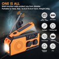 thumbnail image 2 of Solar Radio Dynamo Waterproof Rechargeable Emergency Radio 5000mAh, Flashlight, Reading Light, SOS Alarm, AM FM WB Crank Radio, Ideal for Camping and, 2 of 5