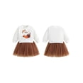 thumbnail image 2 of BemeyourBBs Toddler Baby Girls Thanksgiving Dress Outfit Baby Girl Fall Tulle Patchwork Tutu Dress Long Sleeve Pumpkin Turcky Print Holiday Party Dress Toddler Girls Thanksgiving Outfit, 2 of 8