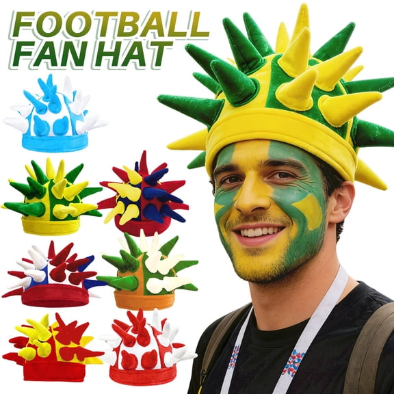 Multi-Spiked Football Fan Hat National Flag Color Theme Headpiece | Lightweight & Comfortable Headwear for Carnival Celebrations B
