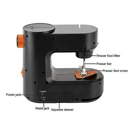 Mini Sewing Machine, Free-Arm, Utility-Dual Speed Portable Sewing Machine for Beginners w/Light, Sewing Kit for Household Use (Black)